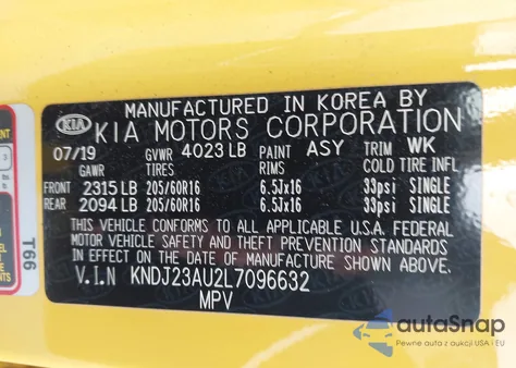2020 Kia Soul Lx from USA, damaged, VIN KNDJ23AU2L7096632